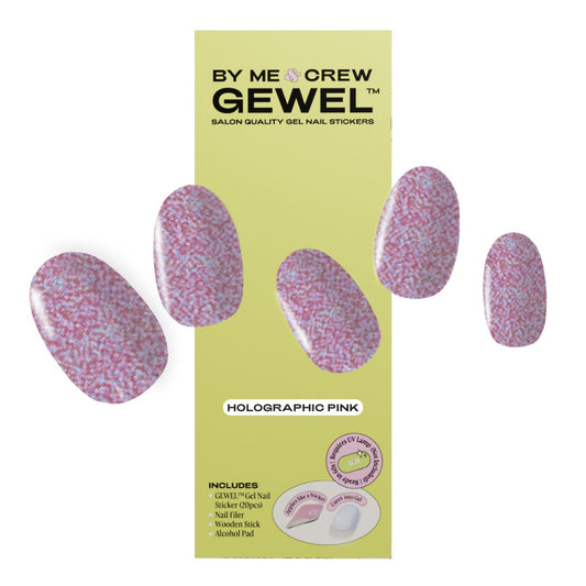 Holographic Pink DIY Semi Cured Gel Nail Stickers By Me and Crew