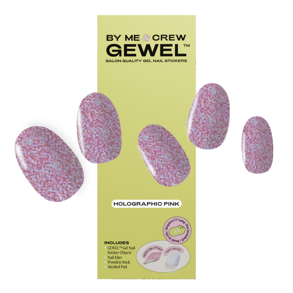 Holographic Pink DIY Semi Cured Gel Nail Stickers
