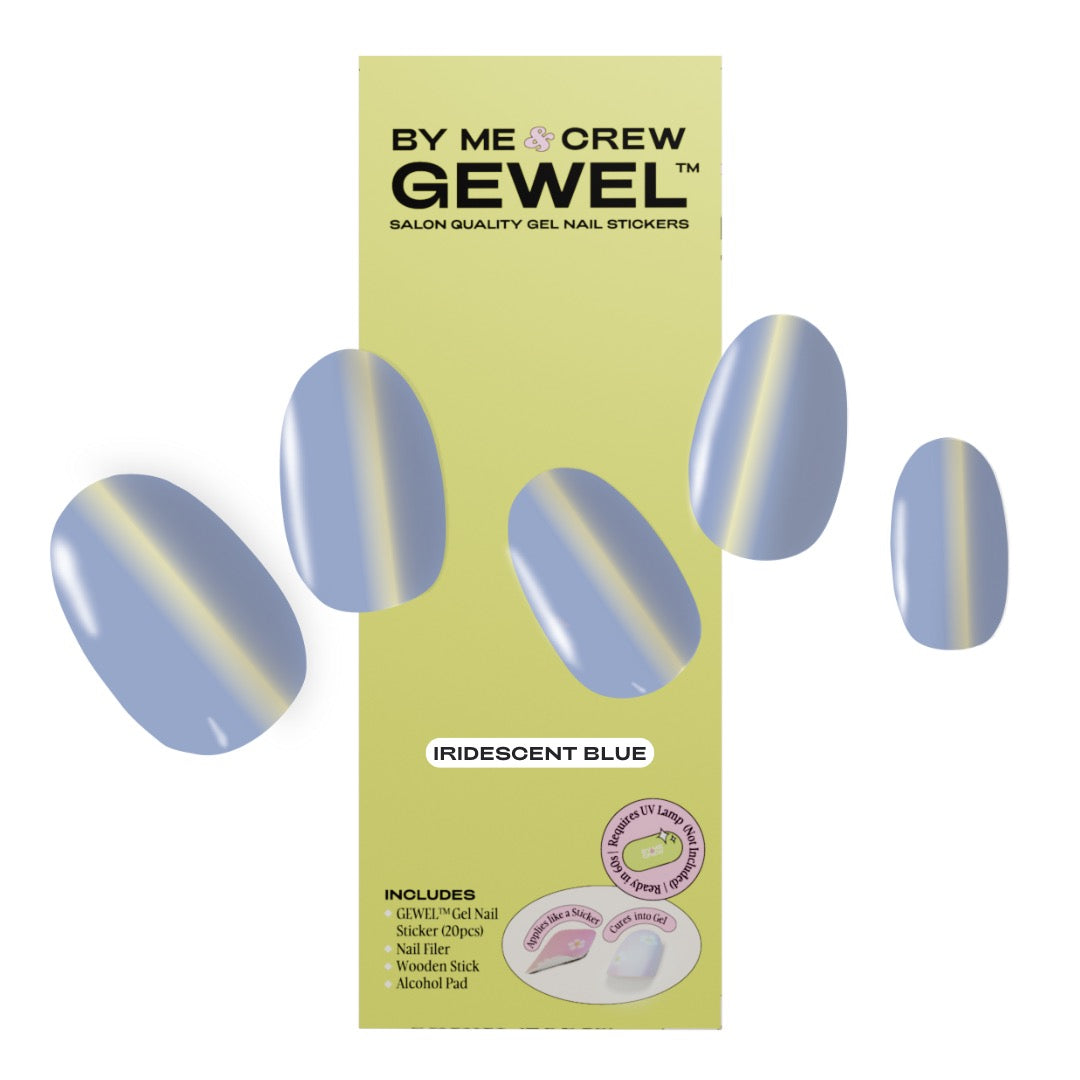 Iridescent Blue DIY Semi Cured Gel Nail Stickers