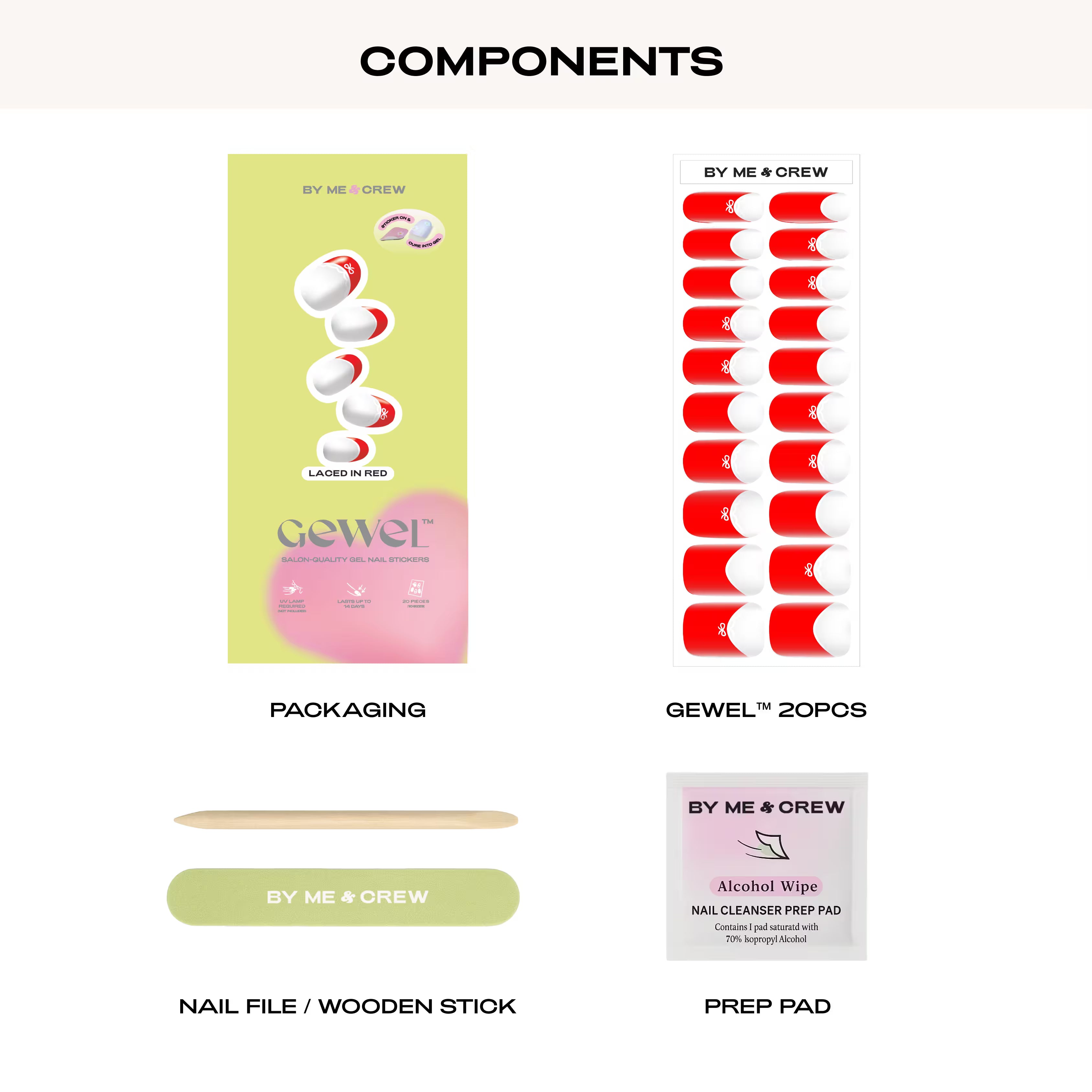 Laced in Red (French Tip) DIY Semi Cured Gel Nail Stickers-2