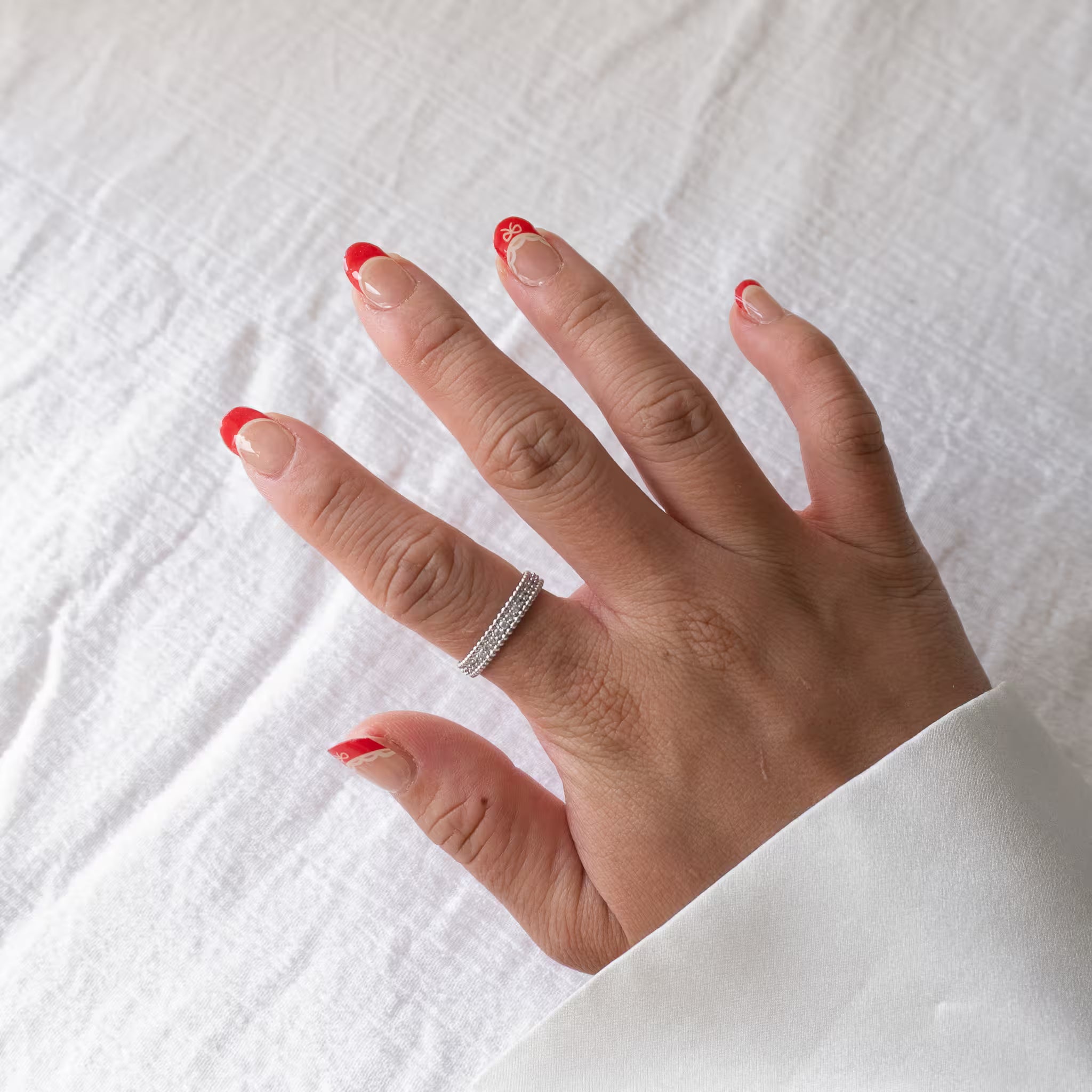 Laced in Red (French Tip) DIY Semi Cured Gel Nail Stickers-4