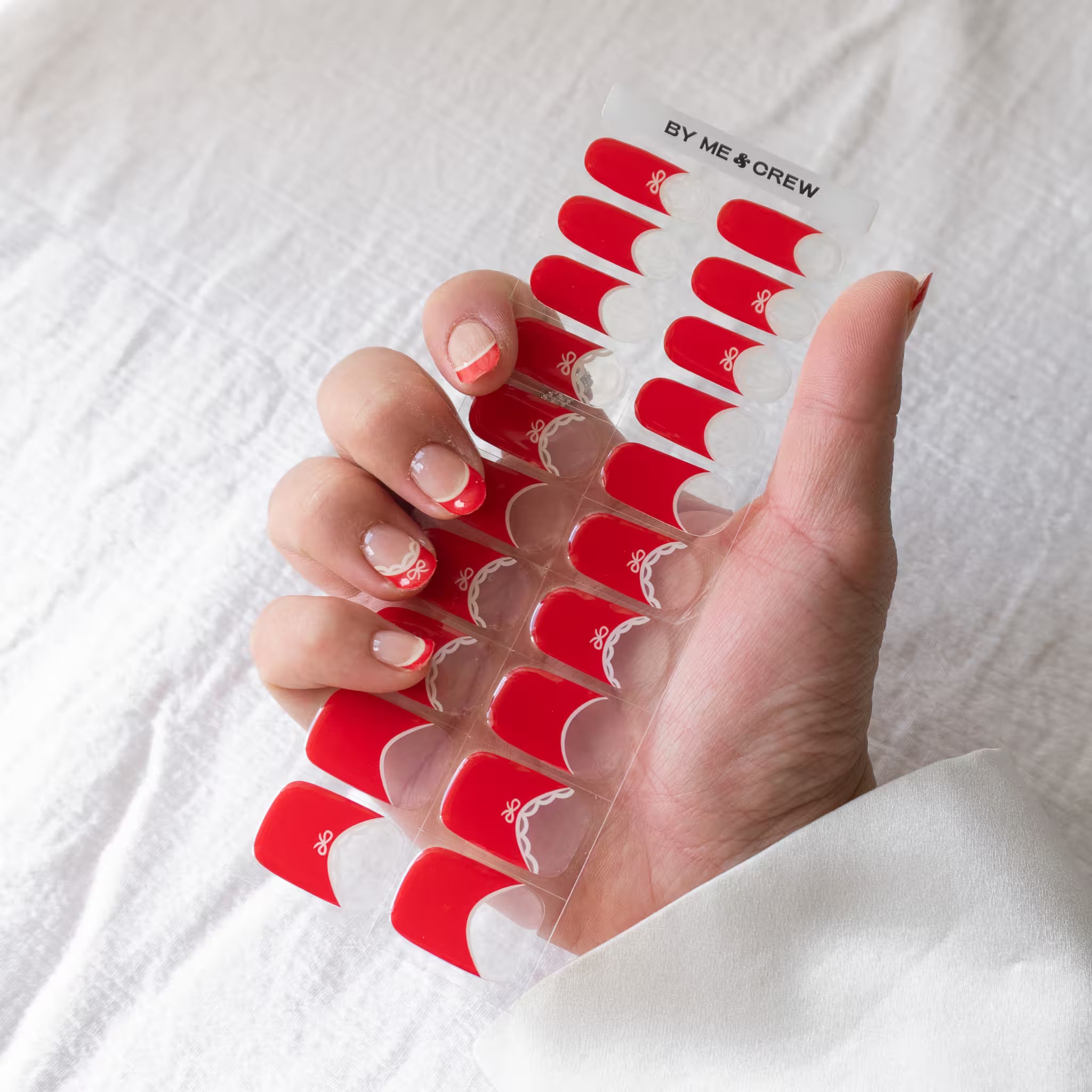 Laced in Red (French Tip) DIY Semi Cured Gel Nail Stickers-5