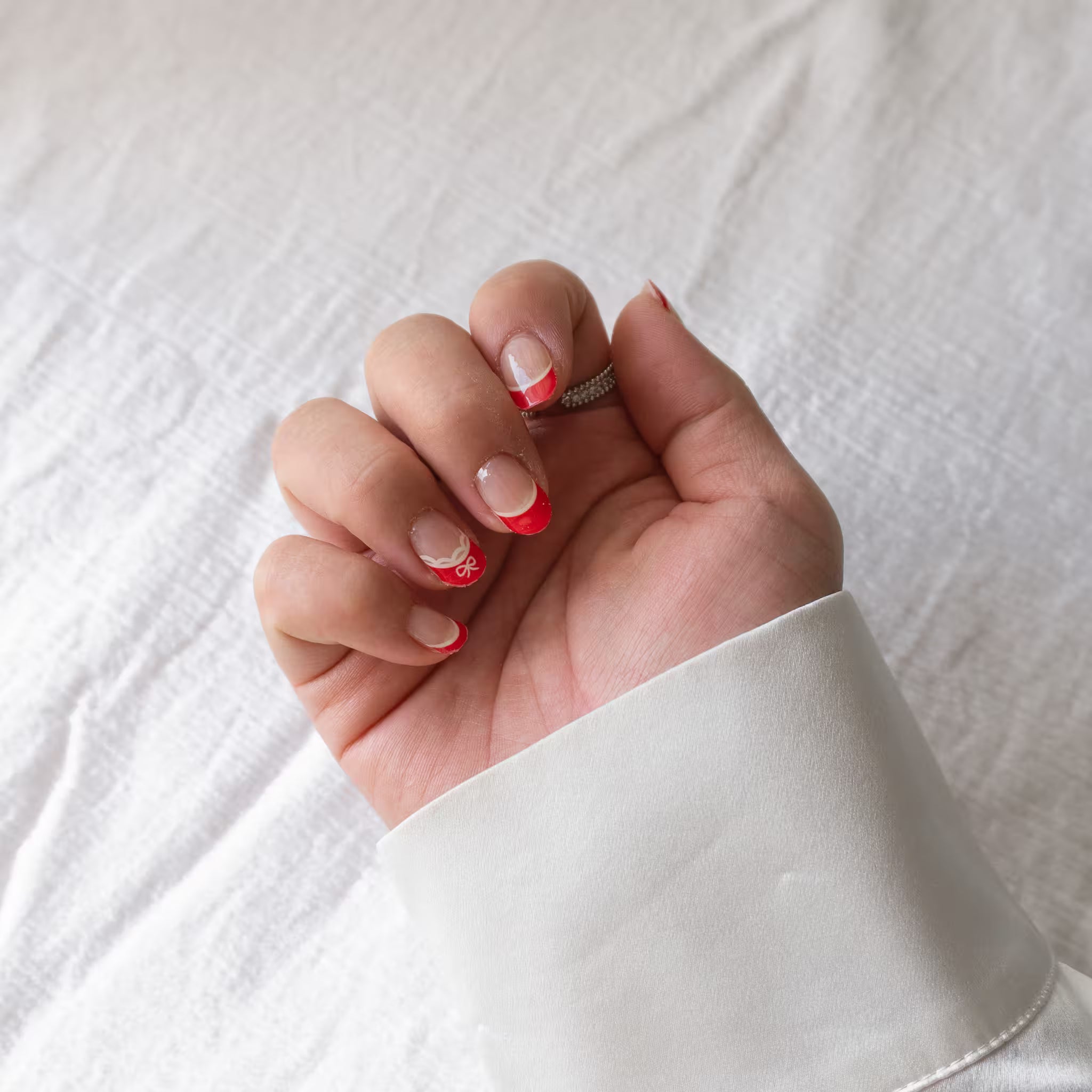 Laced in Red (French Tip) DIY Semi Cured Gel Nail Stickers-6