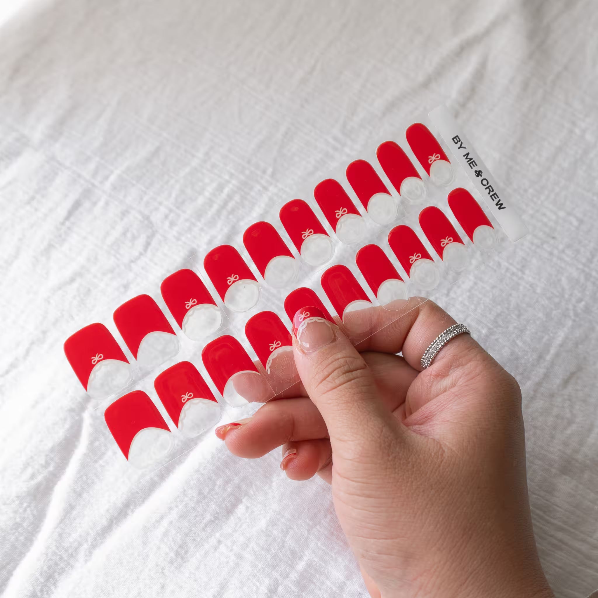 Laced in Red (French Tip) DIY Semi Cured Gel Nail Stickers-7