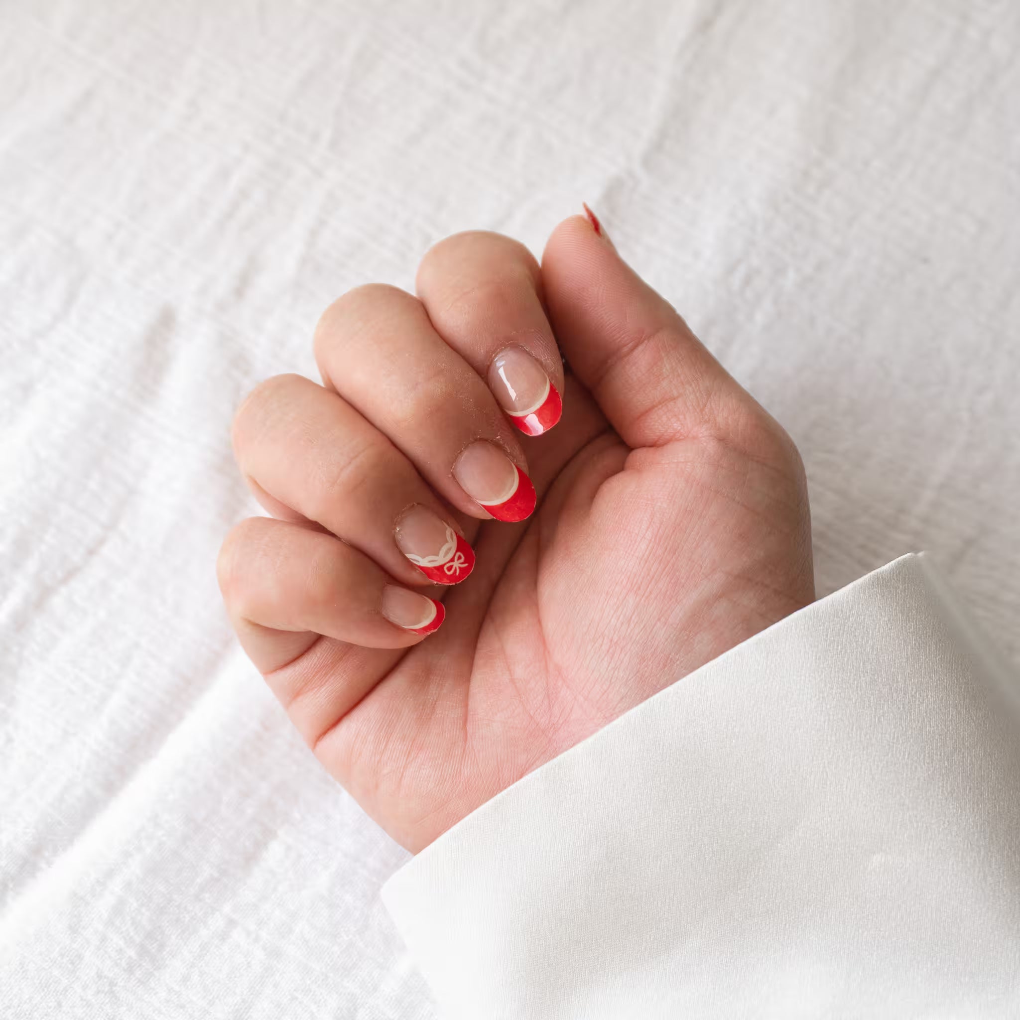 Laced in Red (French Tip) DIY Semi Cured Gel Nail Stickers-8