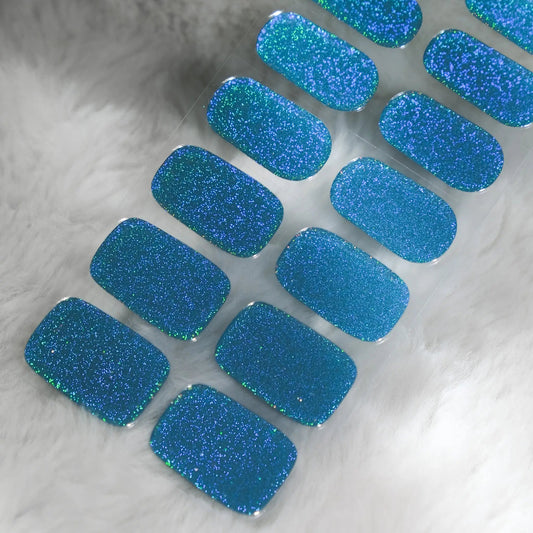 Holographic Blue/Teal Semi Cured Gel Nail Stickers