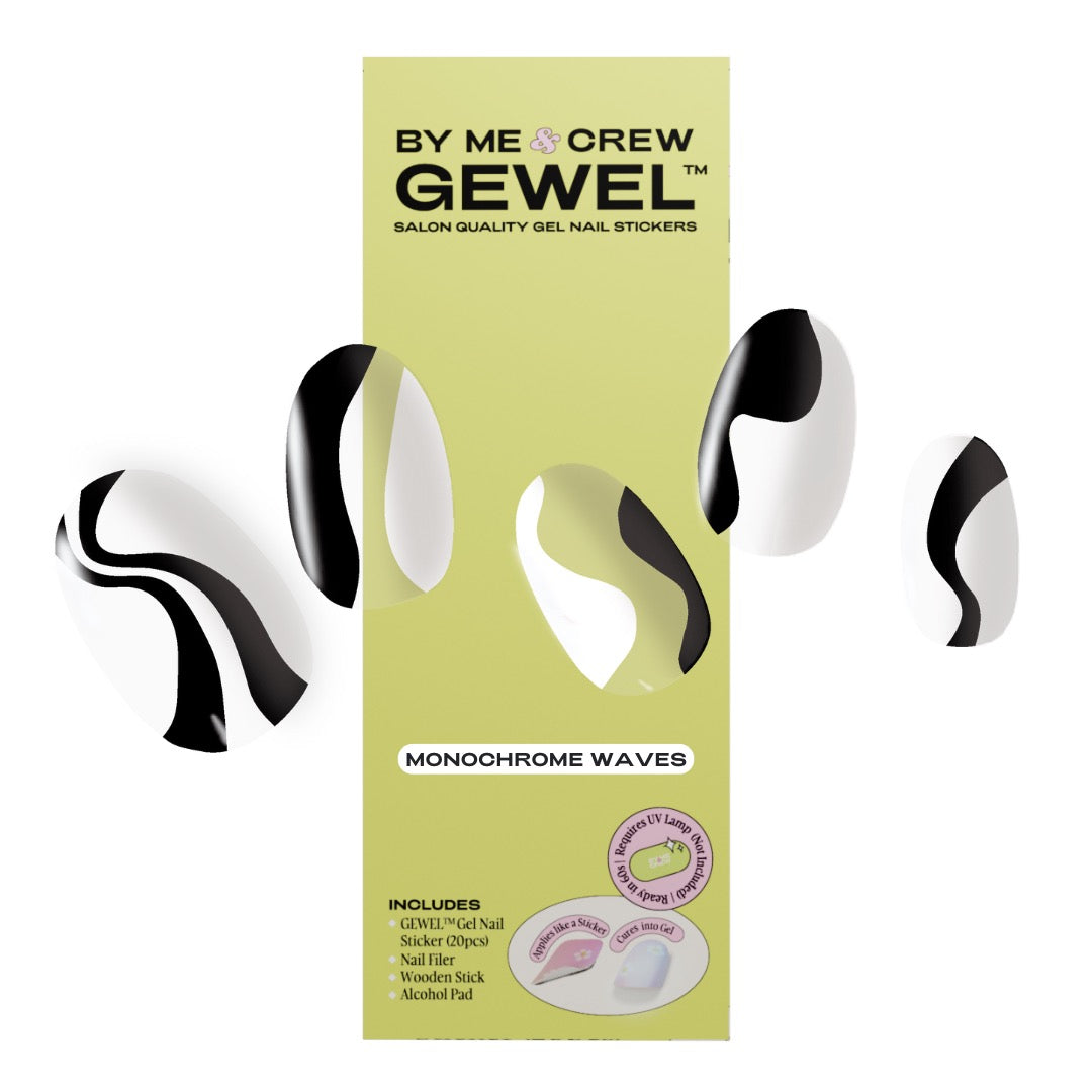 Monochrome Waves DIY Semi Cured Gel Nail Stickers
