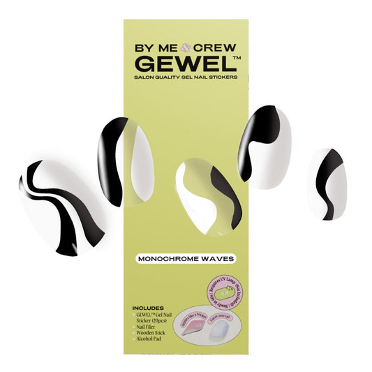 Monochrome Waves DIY Semi Cured Gel Nail Stickers By Me and Crew
