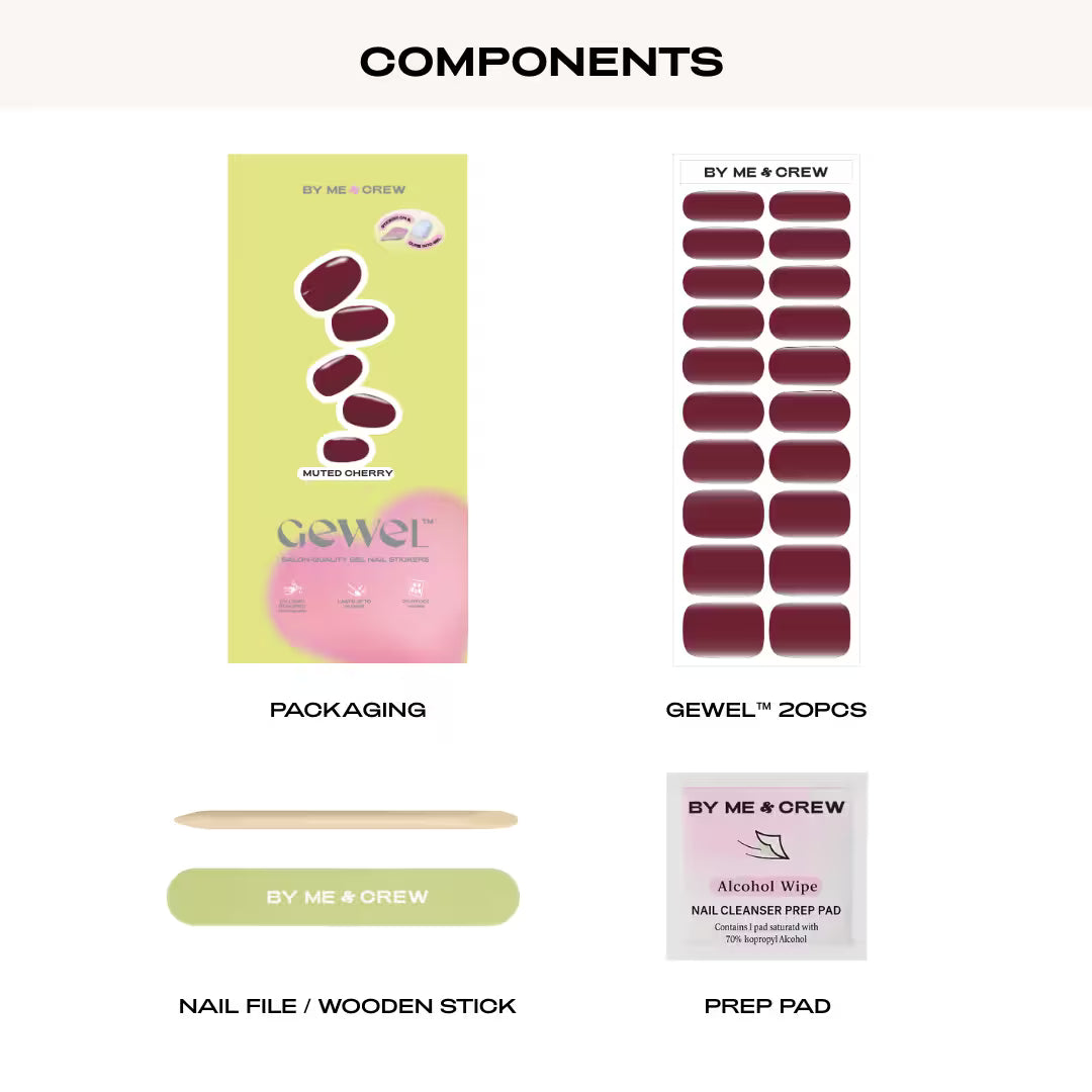 Muted Burgundy DIY Semi Cured Gel Nail Stickers-2