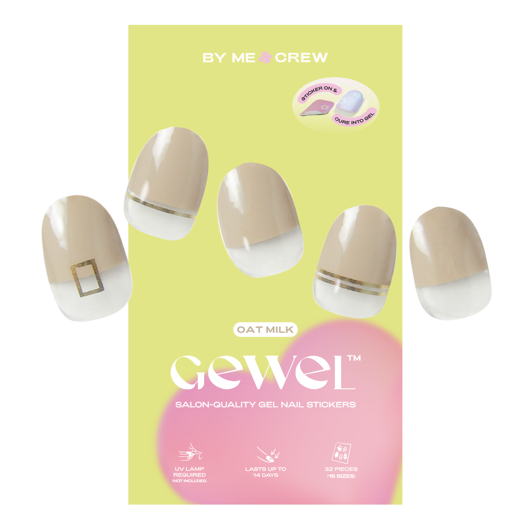Oat Milk DIY Semi Cured Gel Nail Stickers (32pcs)