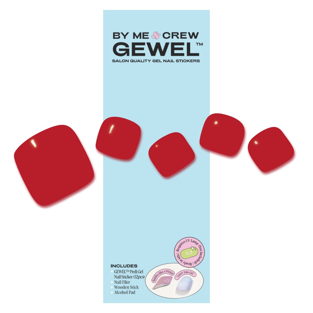[PEDI / TOES] Classic Red DIY Semi Cured Gel Nail Stickers