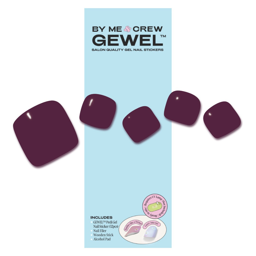 [PEDI / TOES] Feeling 22 Maroon Red DIY Semi Cured Gel Nail Stickers