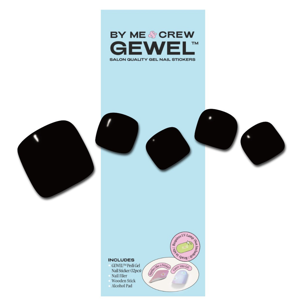 [PEDI / TOES] Midnight Black DIY Semi Cured Gel Nail Stickers