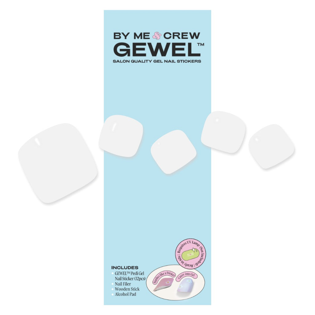 [PEDI / TOES] Pure White DIY Semi Cured Gel Nail Stickers