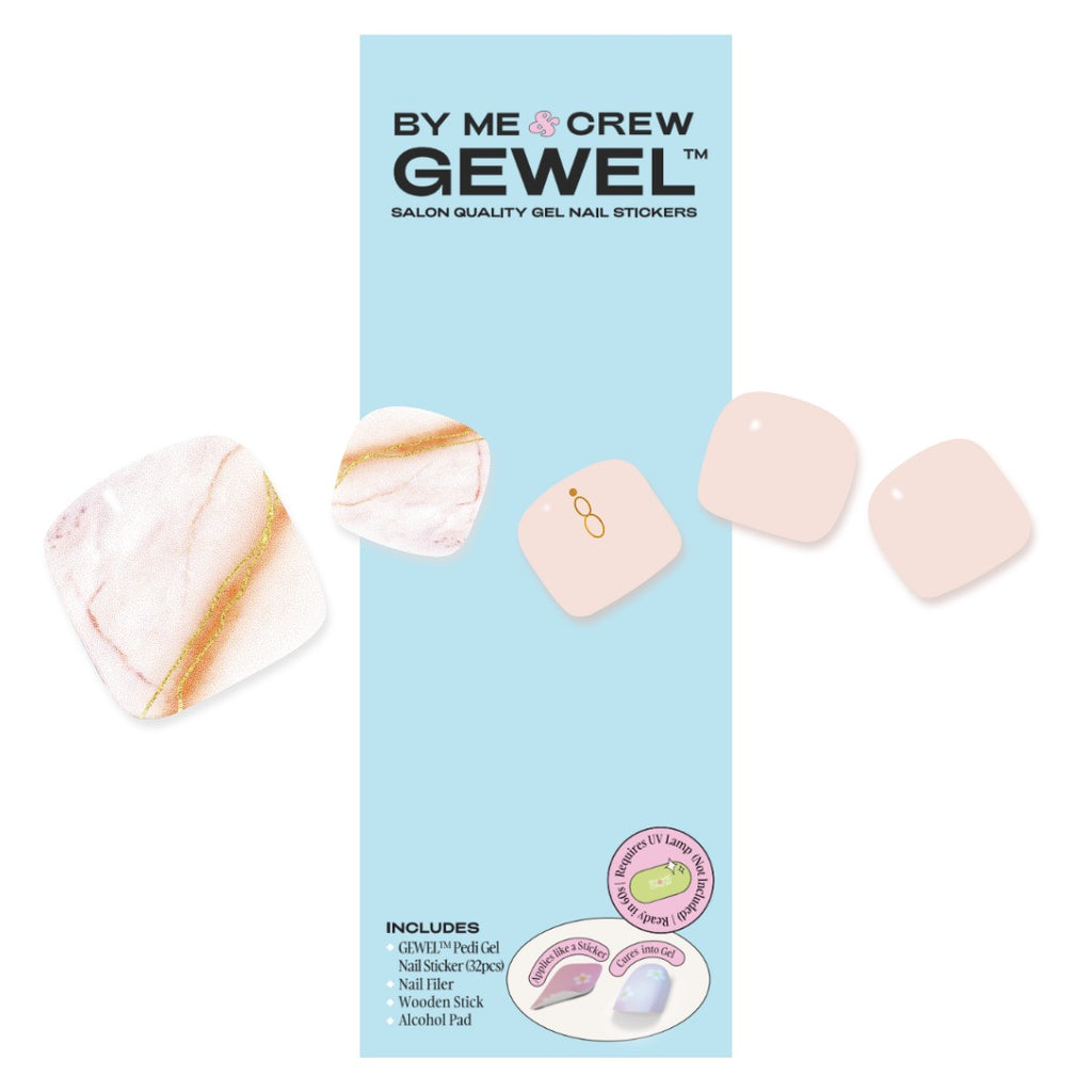 [PEDI / TOES] Soft Pink Marbling DIY Semi Cured Gel Nail Stickers