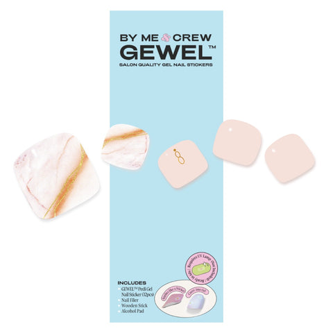 [PEDI / TOES] Soft Pink Marbling DIY Semi Cured Gel Nail Stickers
