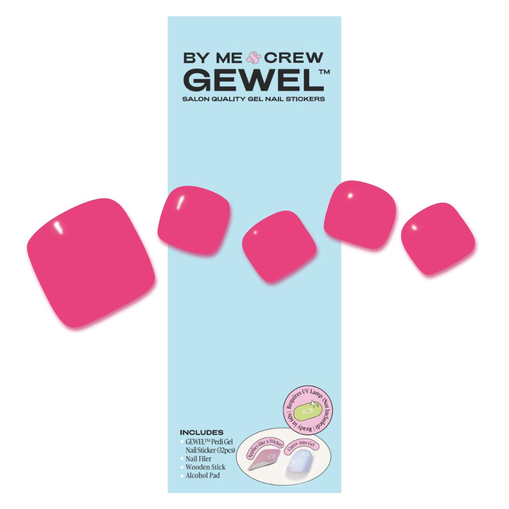 [PEDI / TOES] Vibrant Pink DIY Semi Cured Gel Nail Stickers