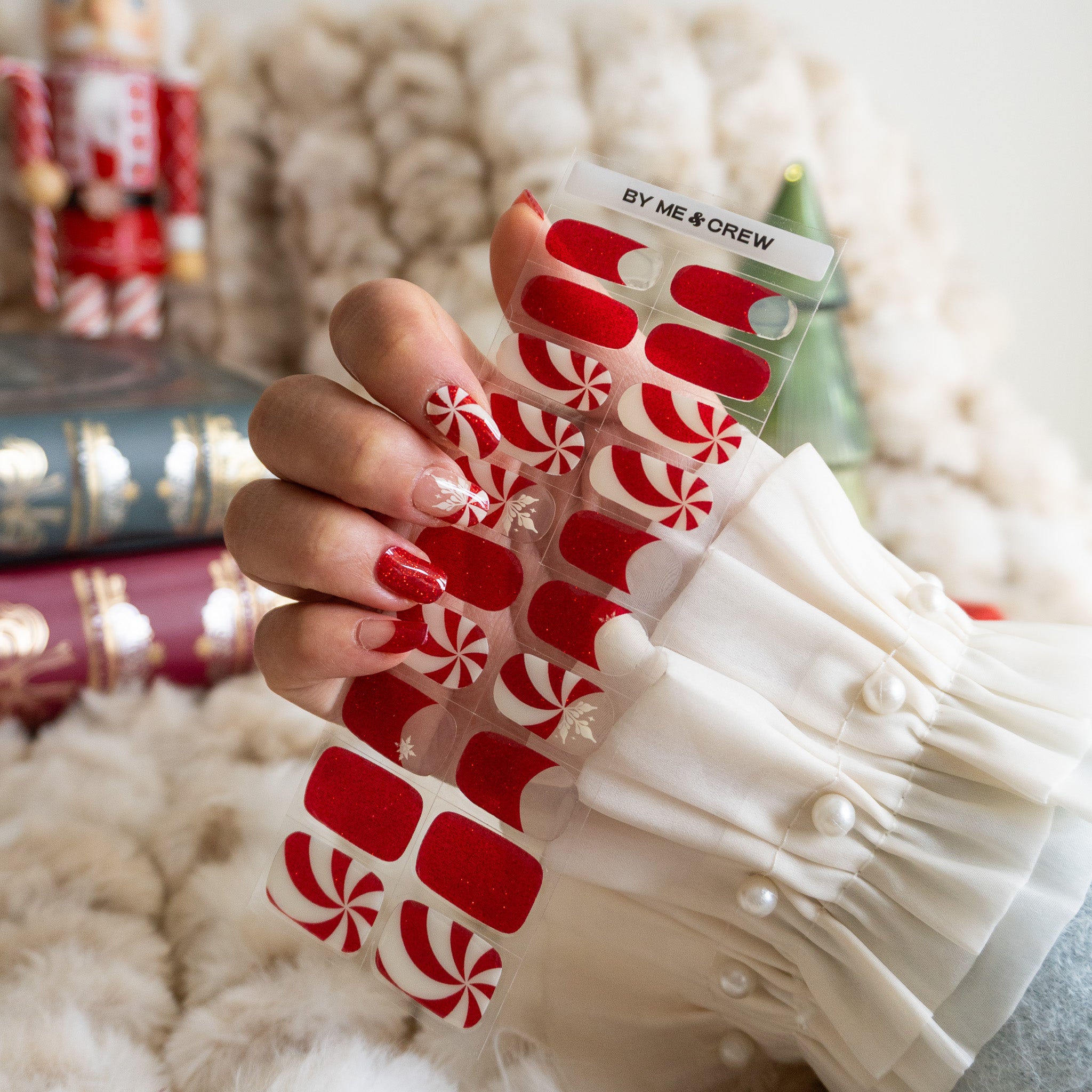 Peppermint Swirl DIY Semi Cured Gel Nail Stickers-5