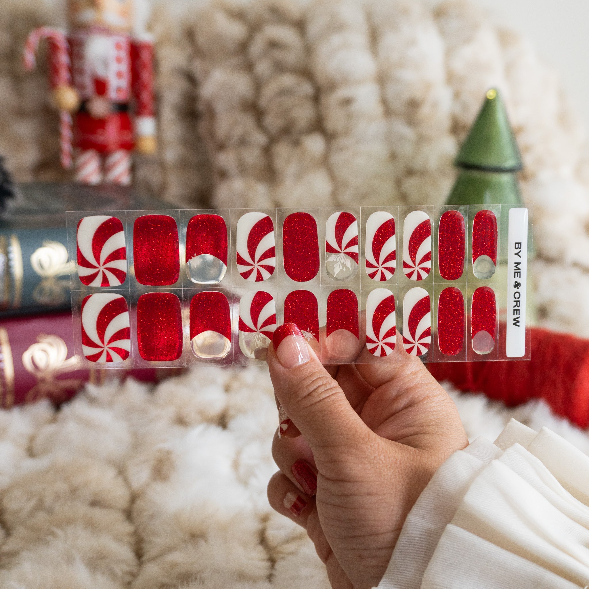 Peppermint Swirl DIY Semi Cured Gel Nail Stickers-6