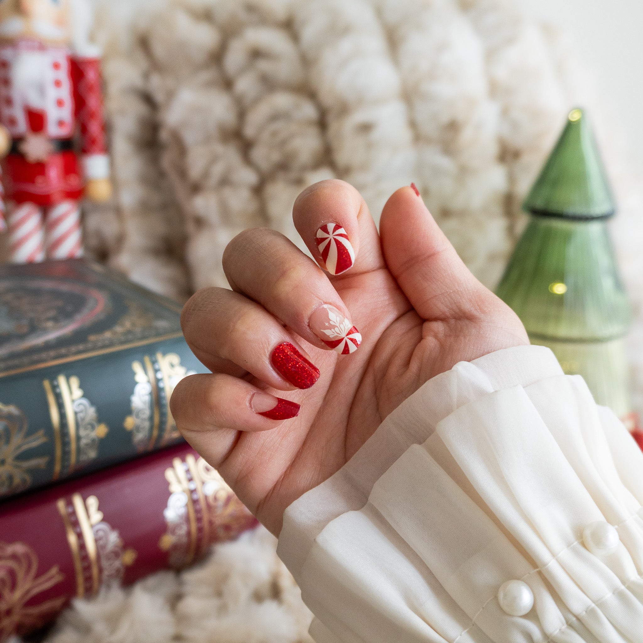 Peppermint Swirl DIY Semi Cured Gel Nail Stickers-8