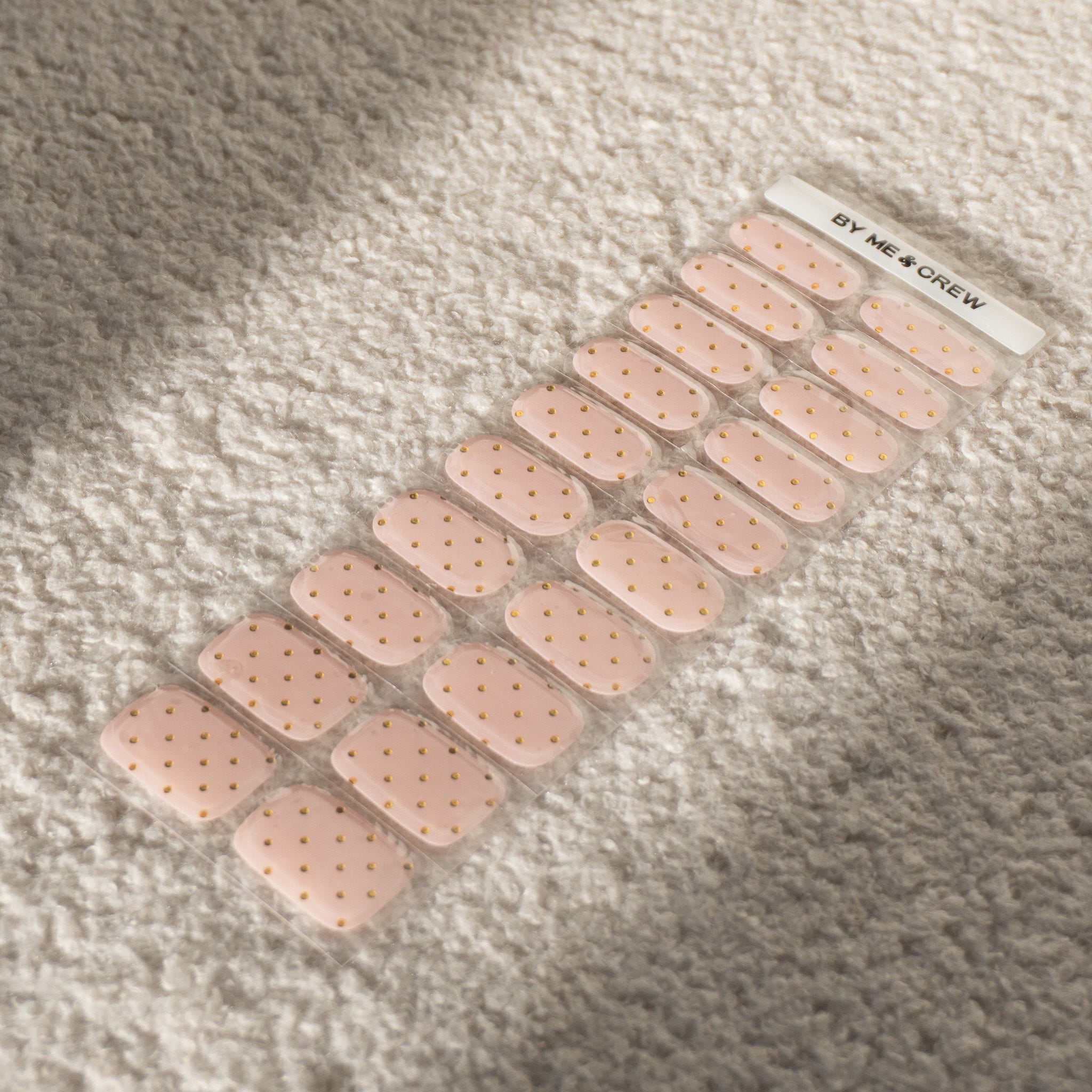 Pink and Gold Polka Dot DIY Semi Cured Gel Nail Stickers-4