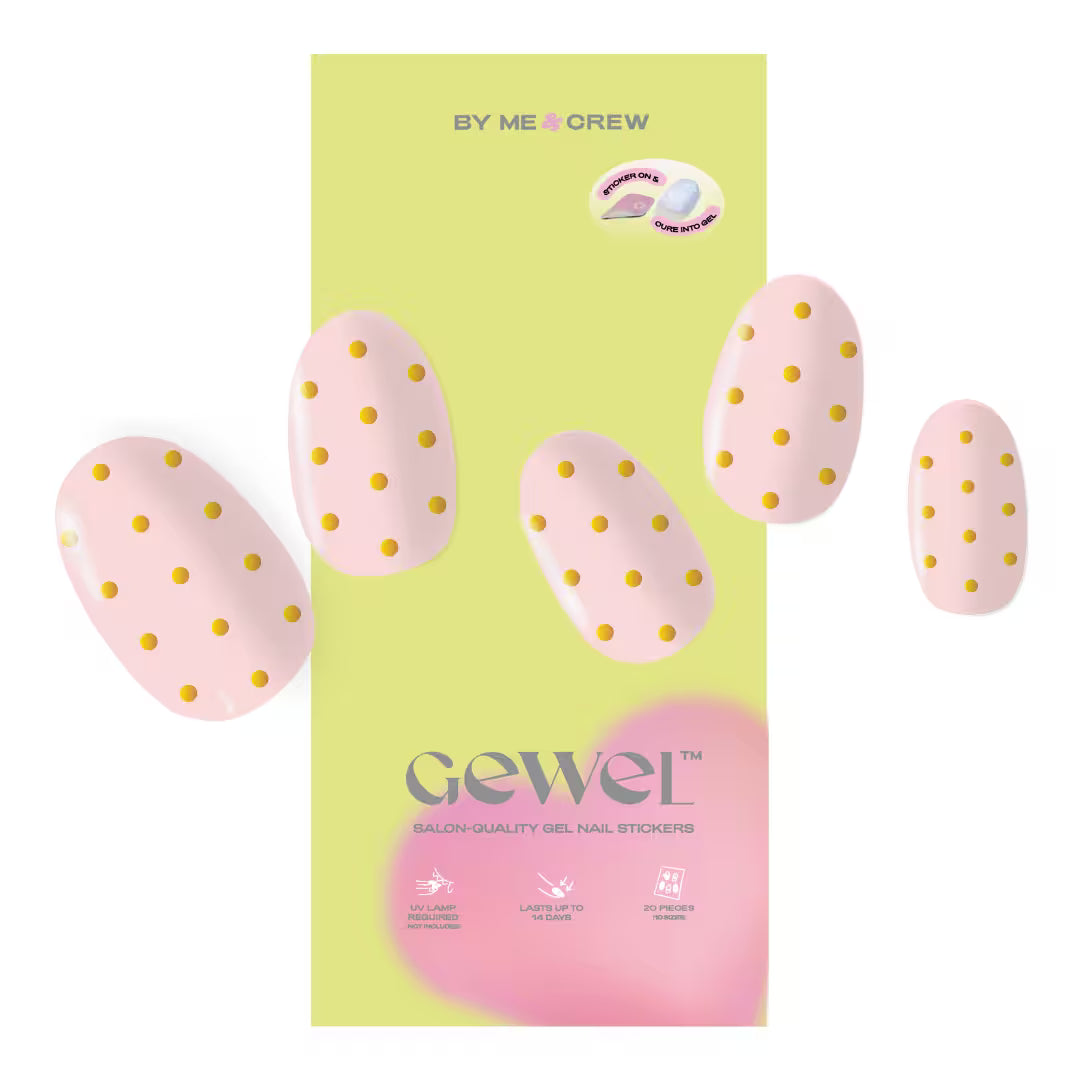 Pink and Gold Polka Dot DIY Semi Cured Gel Nail Stickers