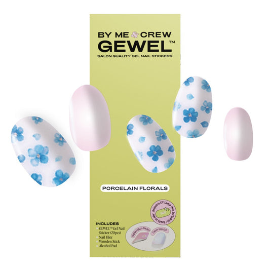 Porcelain Florals DIY Semi Cured Gel Nail Stickers By Me and Crew