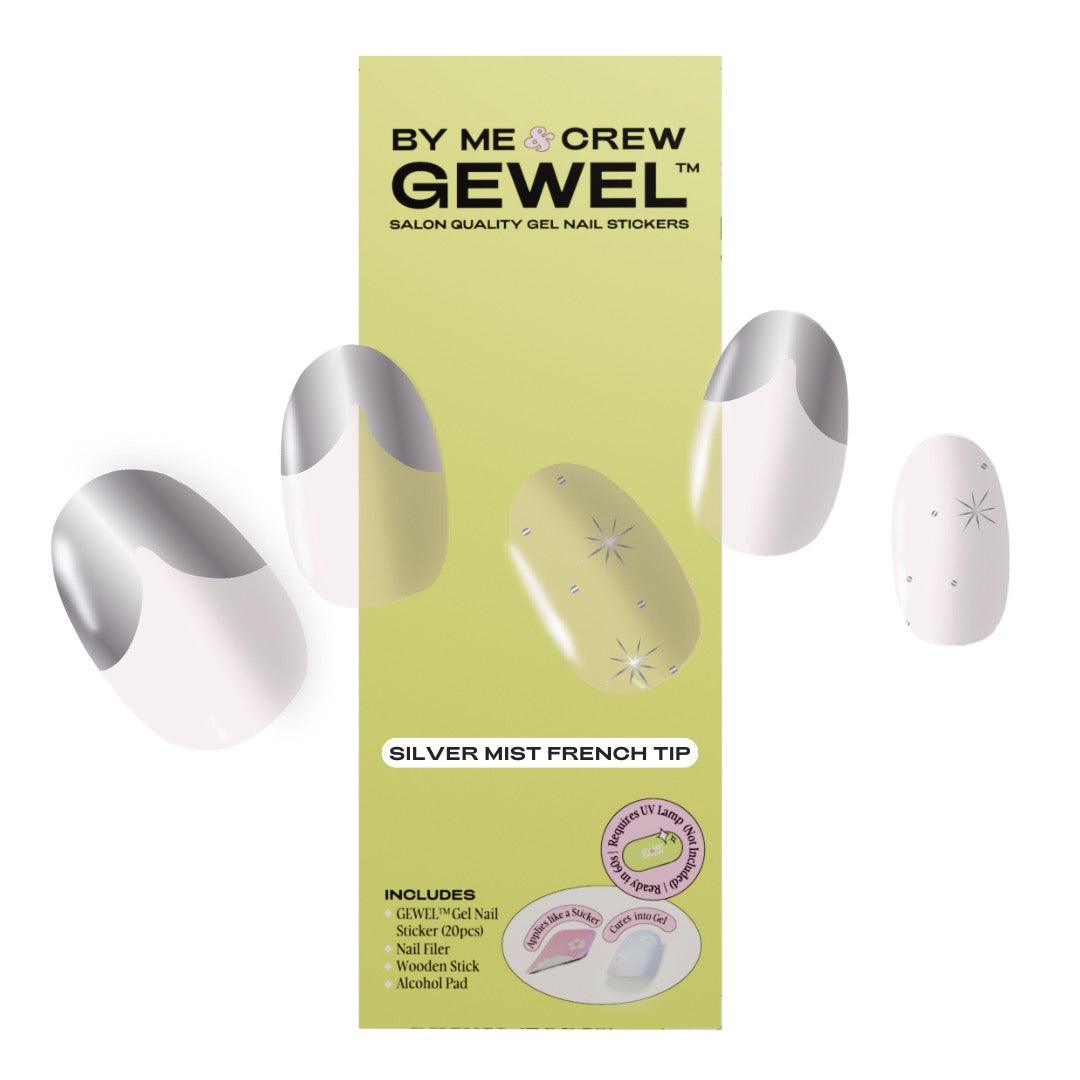 Silver Mist French Tip DIY Semi Cured Gel Nail Stickers