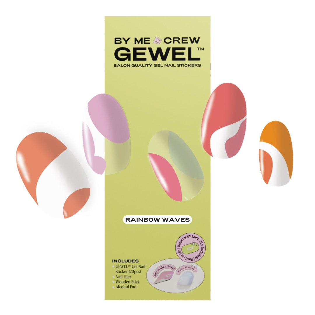 Rainbow Waves DIY Semi Cured Gel Nail Stickers