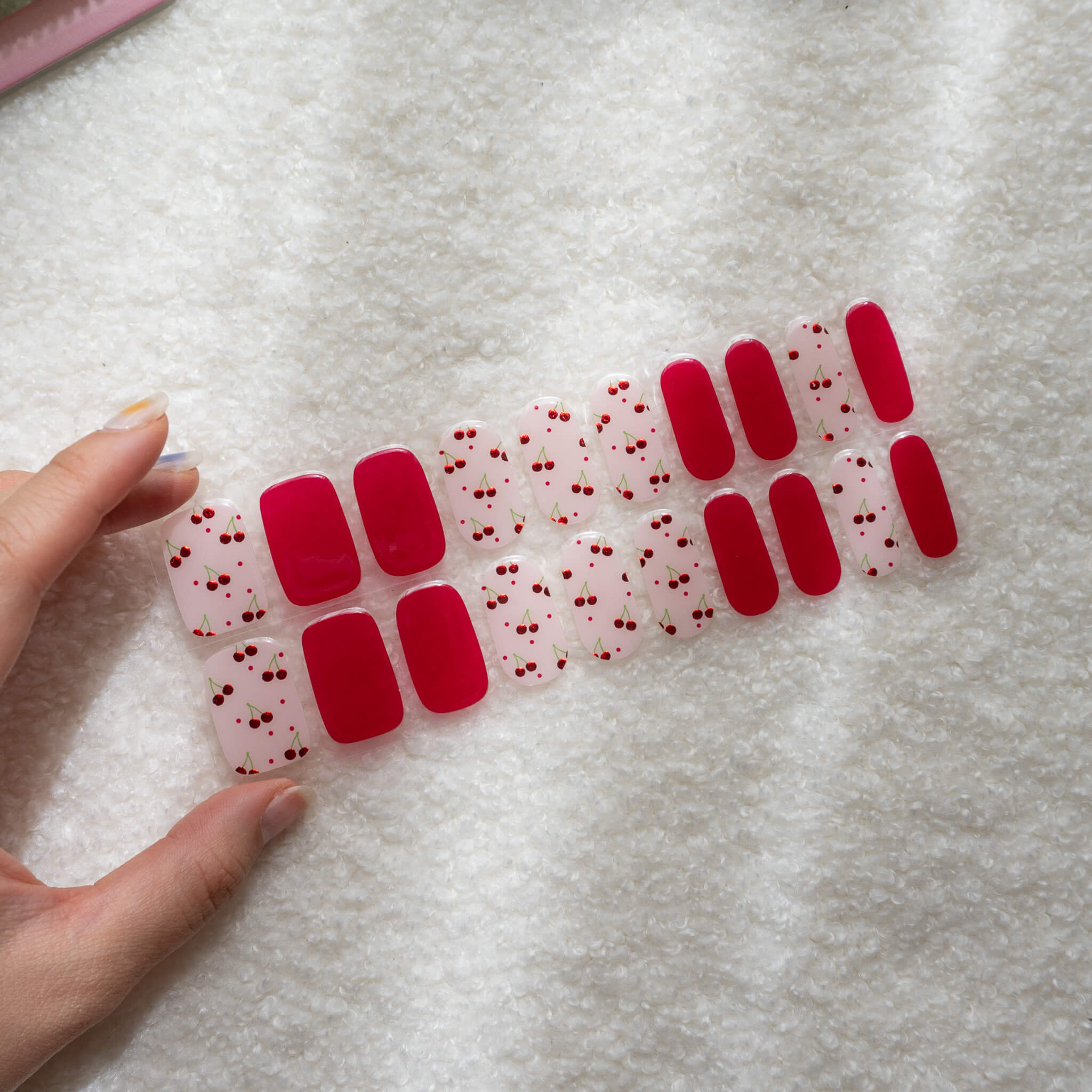 Cheri Cherry Red DIY Semi Cured Gel Nail Stickers
