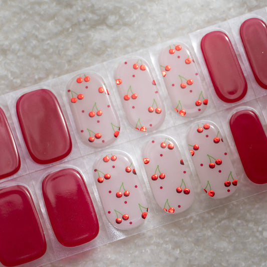 Cheri Cherry Red Semi Cured Gel Nail Stickers