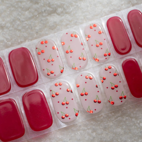 Cheri Cherry Red Semi Cured Gel Nail Stickers