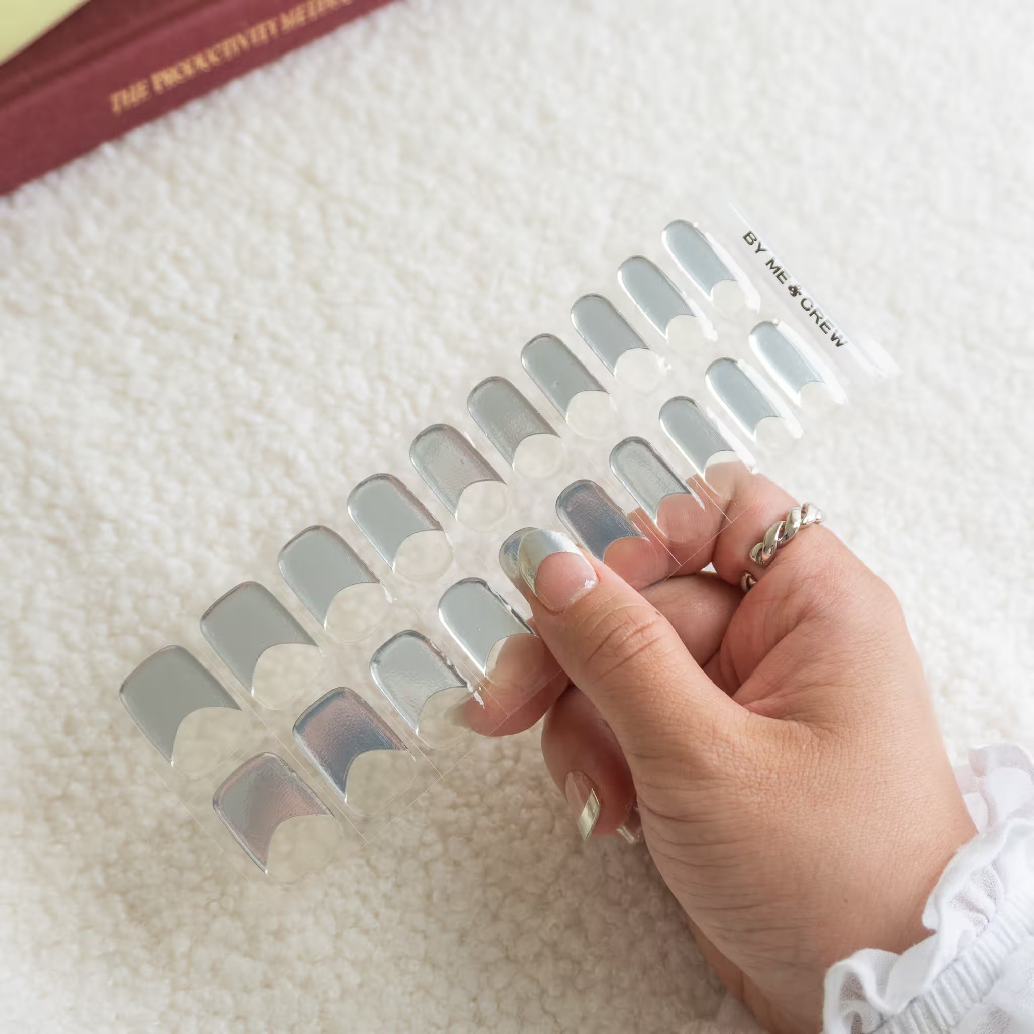 Silver French Tip DIY Semi Cured Gel Nail Stickers-3