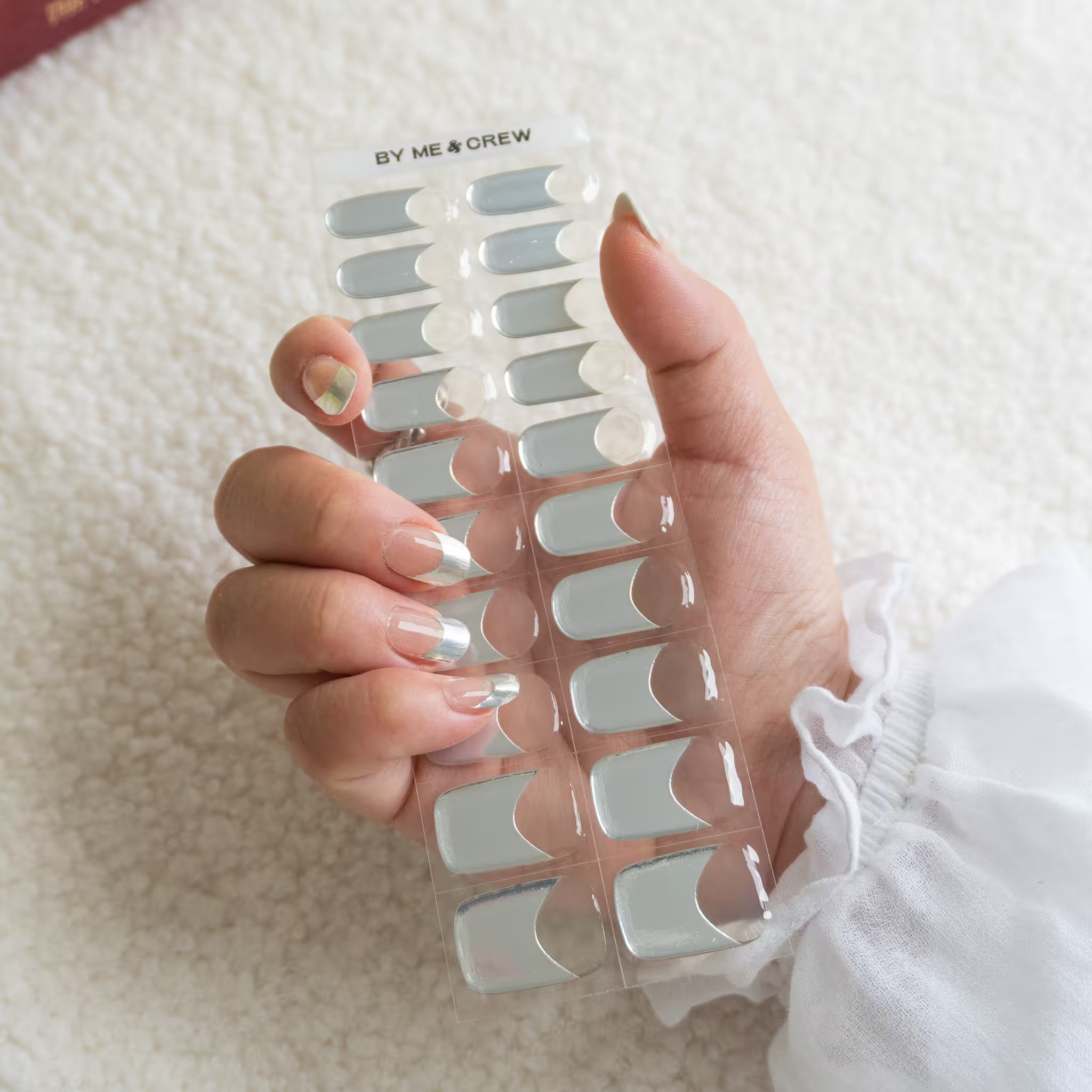 Silver French Tip DIY Semi Cured Gel Nail Stickers-4