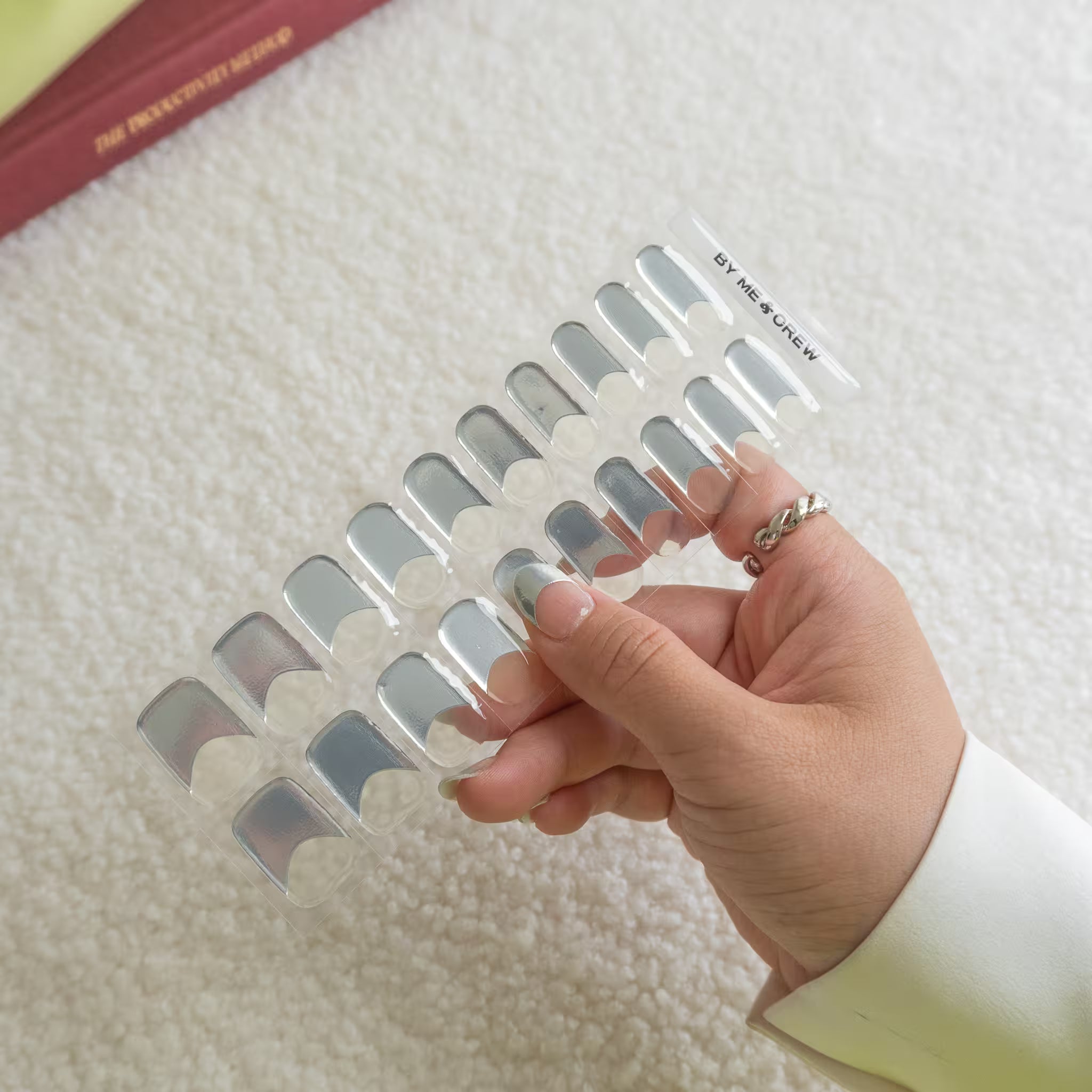 Silver French Tip DIY Semi Cured Gel Nail Stickers-5