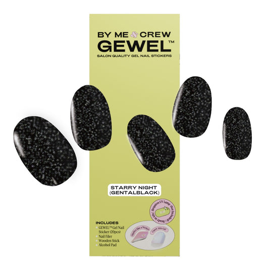 Starry Night (Shimmery Black) DIY Semi Cured Gel Nail Stickers