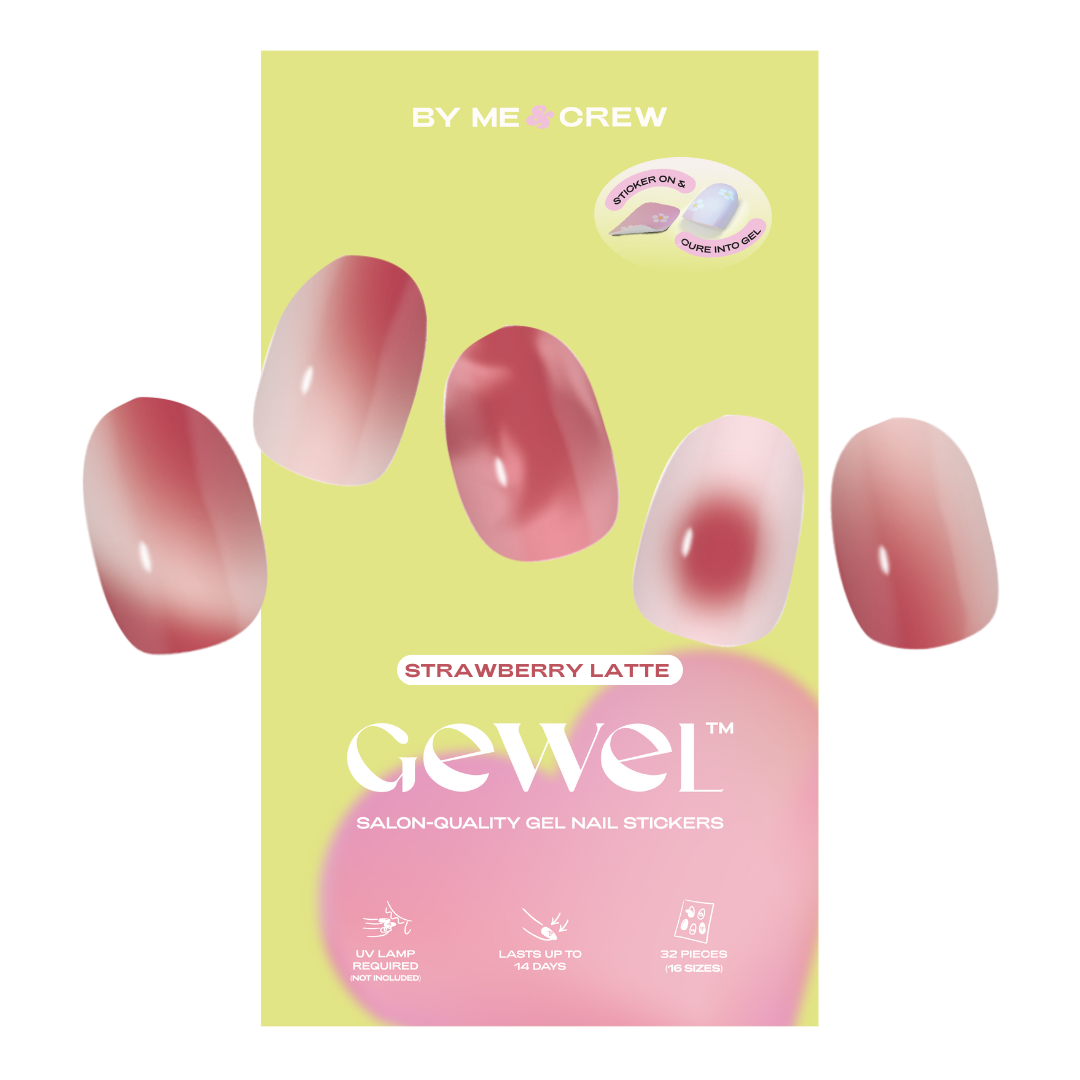 Strawberry Latte DIY Semi Cured Gel Nail Stickers (32pcs)