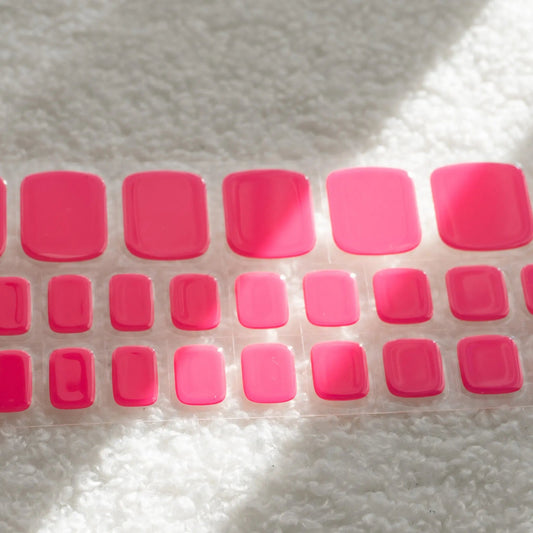 [PEDI / TOES] Vibrant Pink Semi Cured Gel Nail Stickers