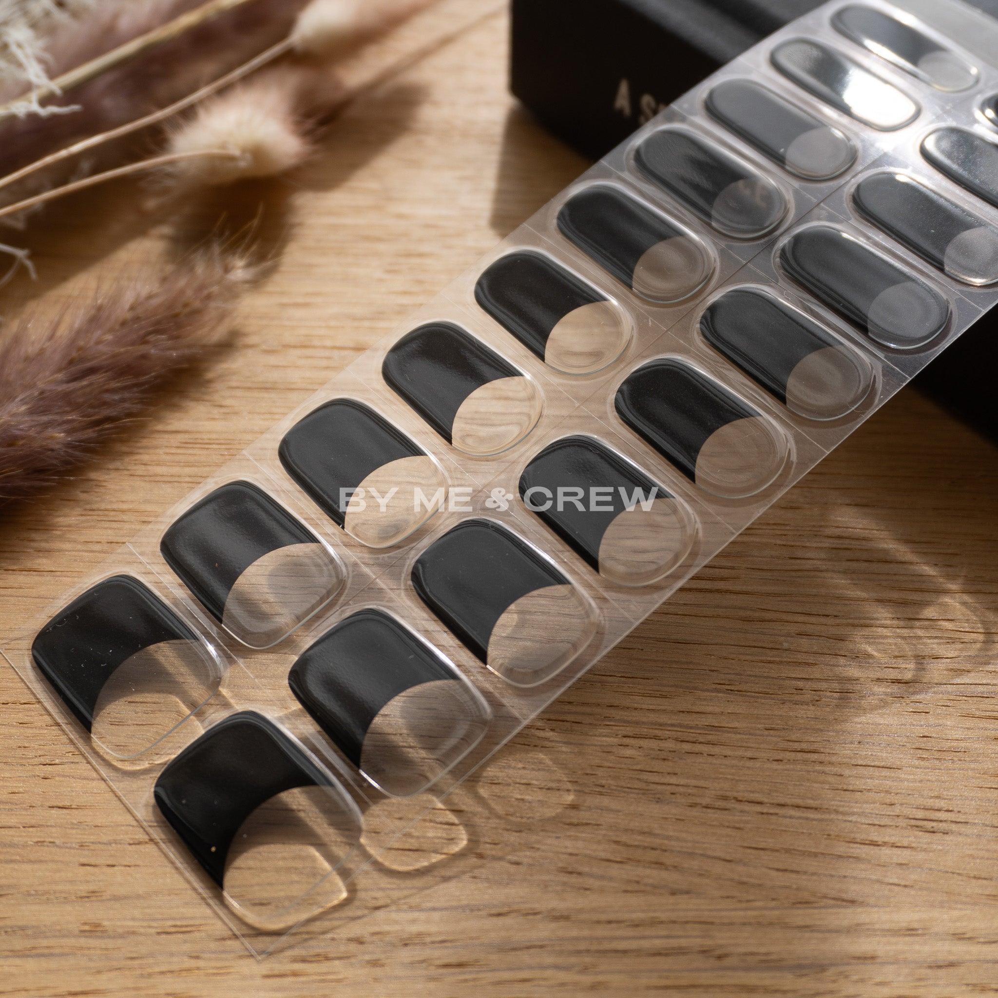 Mary Janes (Black French Tip) DIY Semicured Gel Nail Stickers Kit