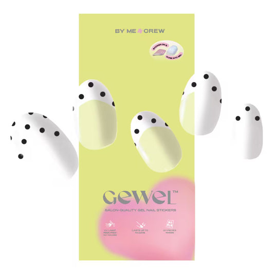 White Polka Dot French Tip DIY Semi Cured Gel Nail Stickers-1