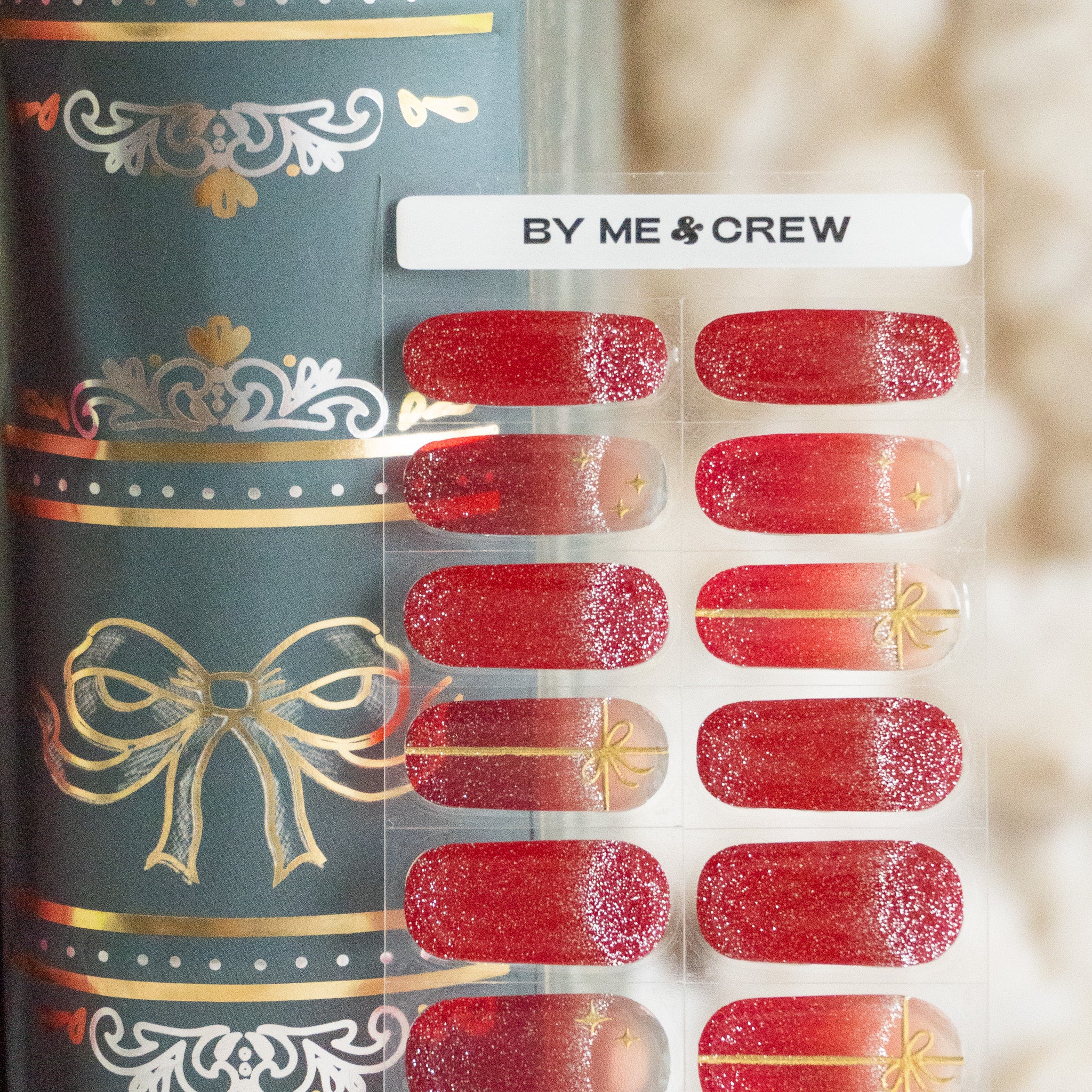 Wrapped in Red DIY Semi Cured Gel Nail Stickers-12