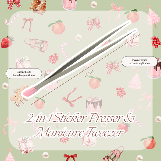 2-IN-1 Sticker Presser & Manicure Tweezer (Celestial Silver)
