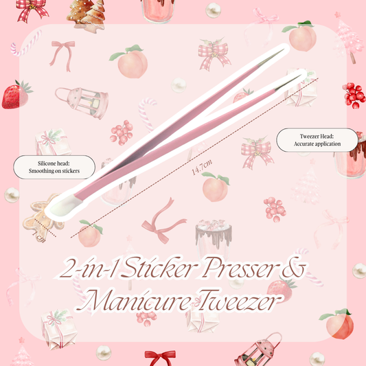2-IN-1 Sticker Presser & Manicure Tweezer (Starlight Pink)