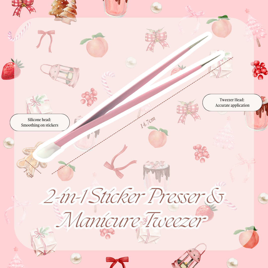 2-IN-1 Sticker Presser & Manicure Tweezer (Starlight Pink)
