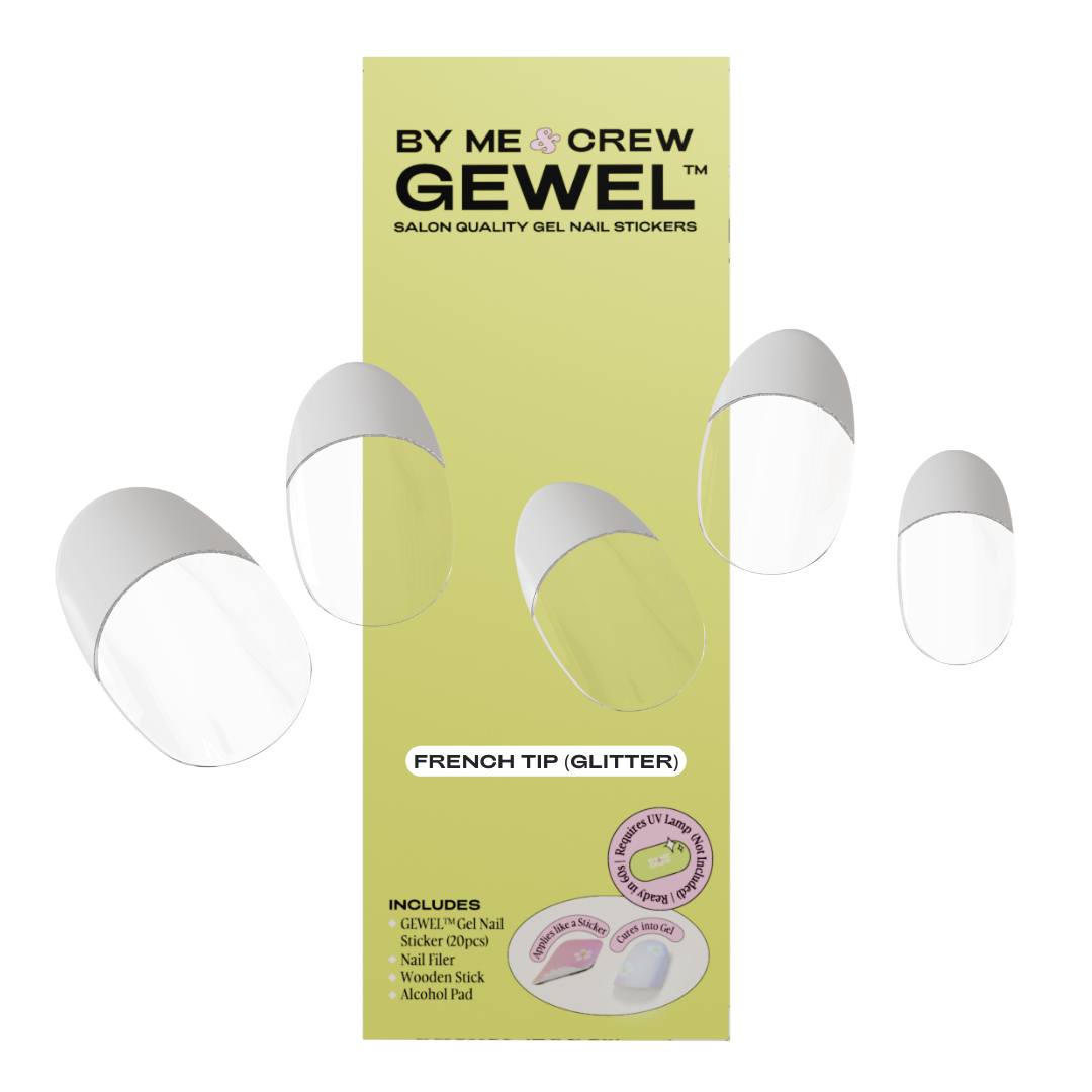 French Tip (Glitter) DIY Semi Cured Gel Nail Stickers