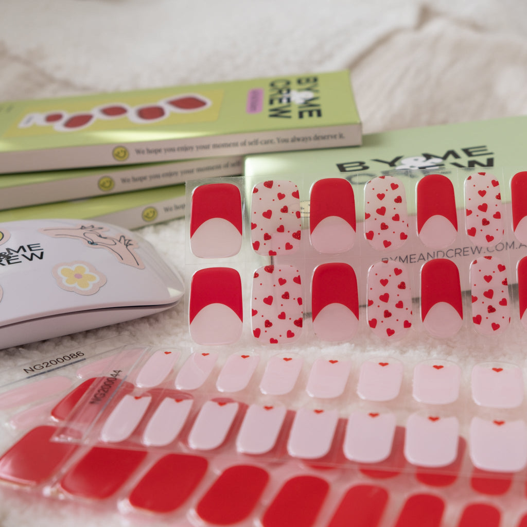 'Glad You Exist' Valentine's Hearts Semicured DIY Gel Nail Sticker Kit