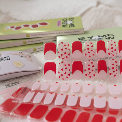Glad You Exist' Valentine's Hearts DIY Semi Cured Gel Nail Stickers