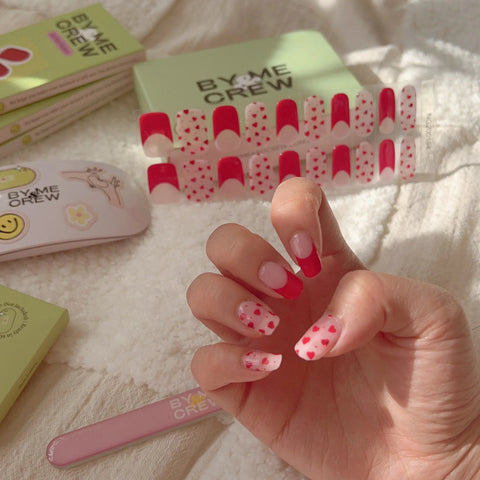 Glad You Exist' Valentine's Hearts DIY Semi Cured Gel Nail Stickers