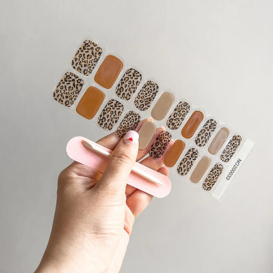 Leopard Print Semicured Gel Nail Stickers Kit