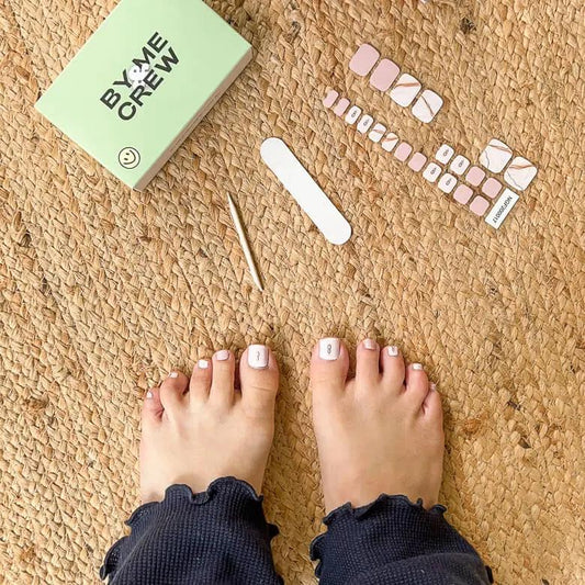 [PEDI / TOES] Soft Pink Marbling Semi Cured Gel Nail Stickers